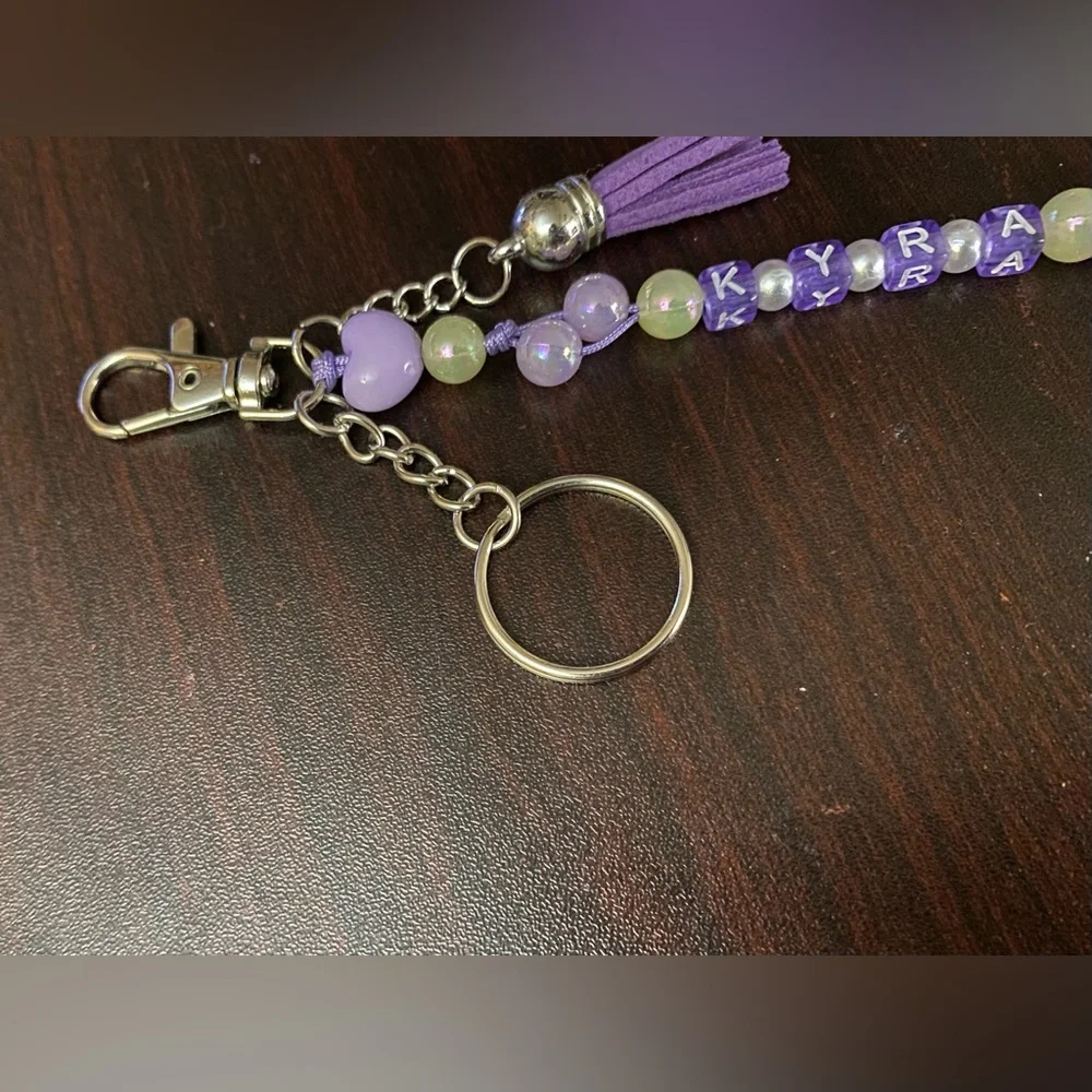 Keychain beaded purse charm with personalized Name kira